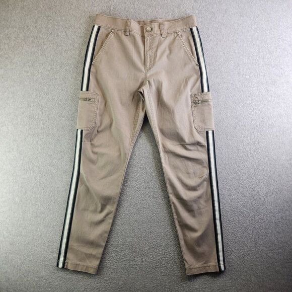 Athleta Pants Womens 2 Beige Summit Cargo Pant Tuxedo Striped Nautical Beach - Picture 16 of 16